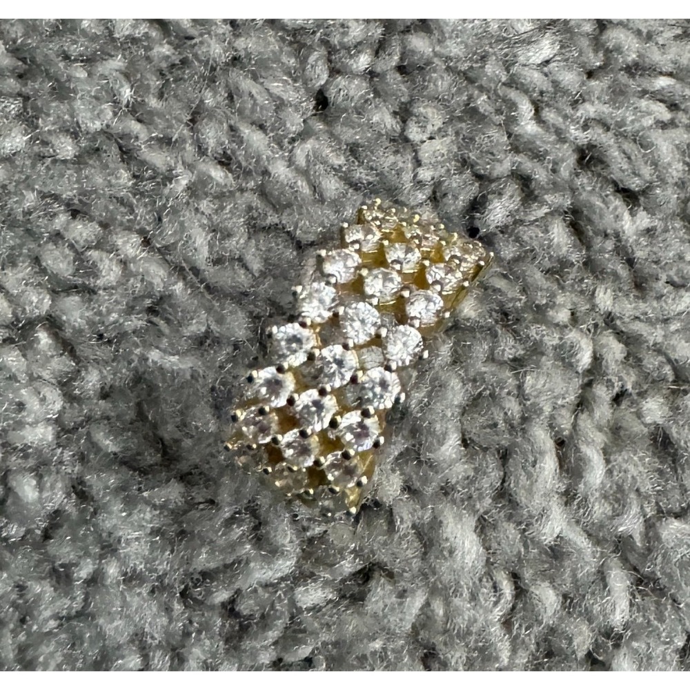 Gold Plated Sterling Silver Cluster Band Ring Size 8 Clear Stones